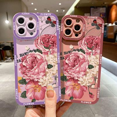 Lüks Çiçekler Kare Çerçeve Telefon Kılıfı iPhone 13 Pro 12 mini 11 6 6s 7 8 Artı Samusng Vivo Yumuşak TPU Darbeye Dayanıklı Cep Telefonu Arka Kapak Kılıfları