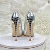 Damen Pumps PU Neu Silber Schlangenhaut Muster Modische Prominente 12CM Spitz Dünne Ferse Flacher Mund der einzelnen Schuhe Damenschuh