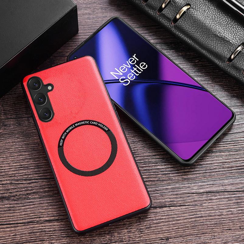 Magsafe Magnetic Wireless Charging Case For Samsung S24 Ultra S24 + S23 S22 + Galaxy S21 Plus S20 FE Luxury PU Leather Cover