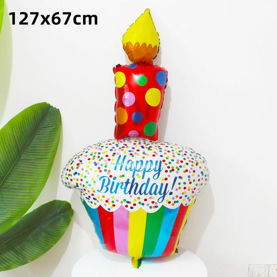 Colorful Large Birthday Cake Foil Balloon for Kids' Party Decoration and Photo Props