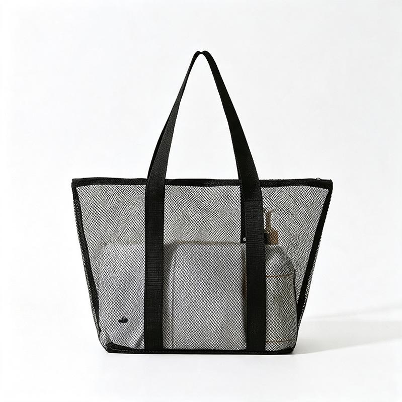 Mesh Beach Bag Storage Bag One Shoulder Hand-held Travel Wash Bag Multifunctional Breathable Hollow Storage Bag