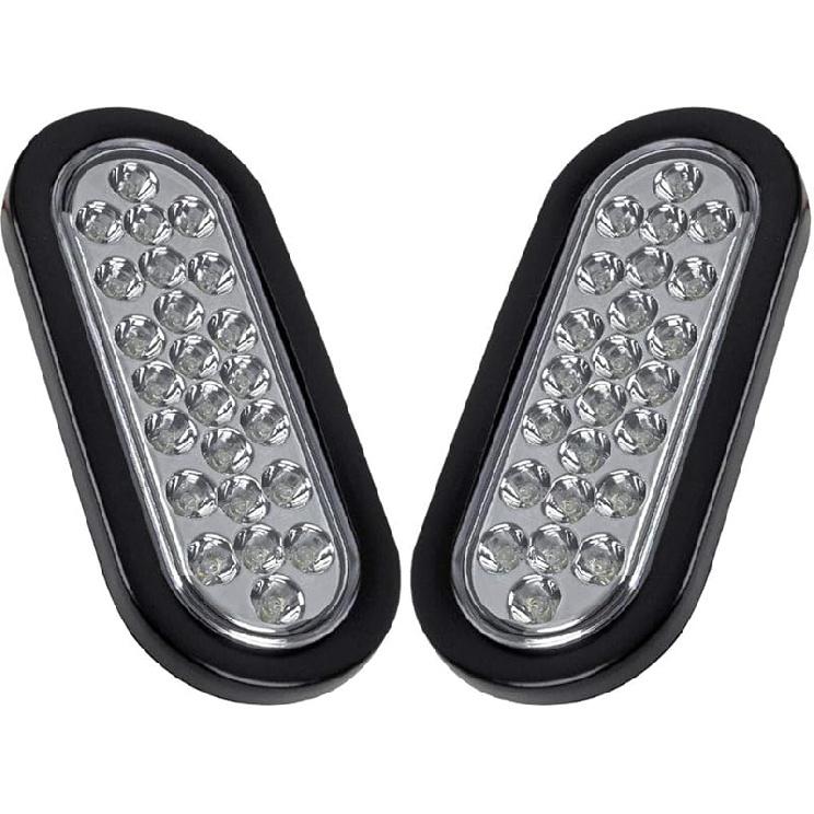 NEW SUN 6 Inch Oval LED Trailer Lights - 21 LED Ultra Bright Tail Light Kit With Surface Mount Grommets, Watertight 3-Prong Plug Reverse IP 67