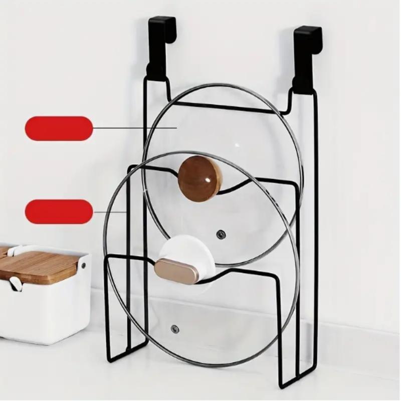 Hanging Pot Lid Rack for Cupboard Door Cutting Board Storage Shelf Kitchen Organizer Pan Cover Shelf Towel Hanger Storage Holder