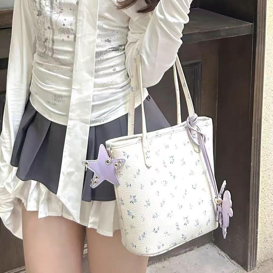 Gun Gun Same high-end floral vegetable basket tote bag 2025 new fashionable versatile commuter shoulder armpit bag