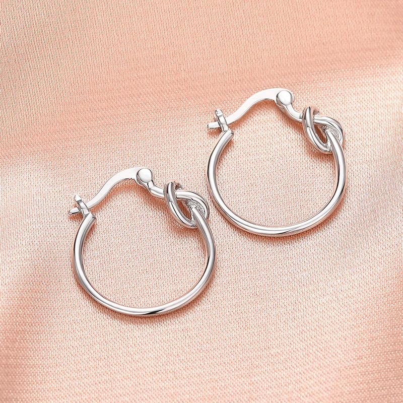 

CAOSHI Simple Stylish Knot Hoop Earrings for Women Metal Copper Color/Gold Color Daily Wear Exquisite Female Accessories Zircon