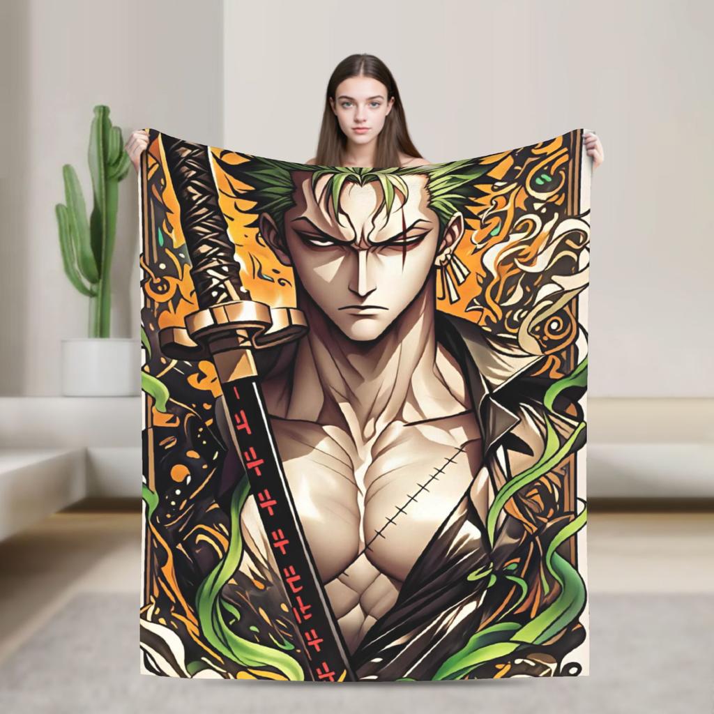 Zoros Vintage Tattoo Ornament Art Flannel Blanket Autumn Warm Throw Blanket for Kids Living Room Comfortable Sofa Bed Cover