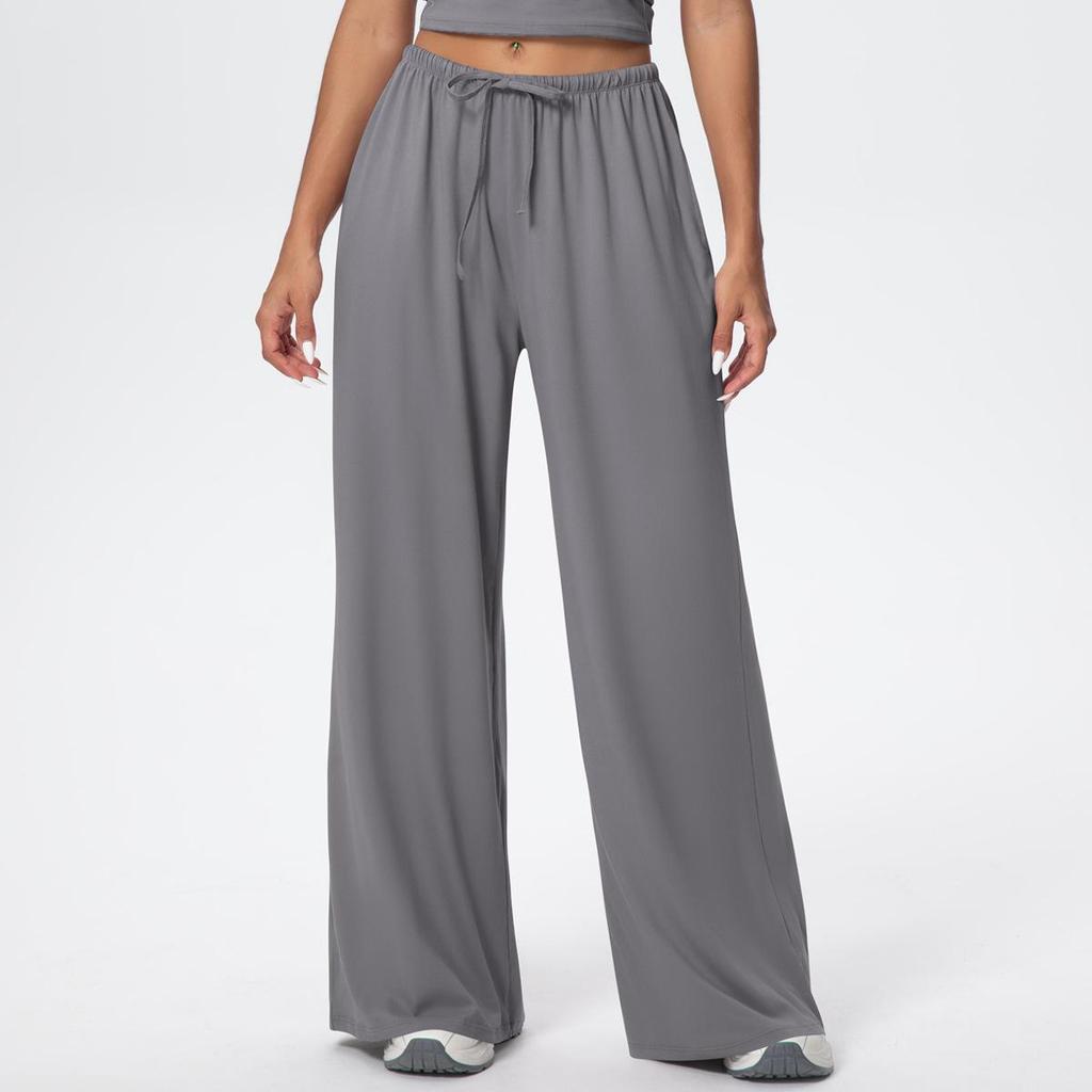 Breathable Wide-Leg Loose Casual Yoga Pants with Elastic Drawstring for Women
