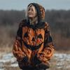Womens Cozy Oversized Hooded Sweater With 3D Christmas Snowman Print Soft Knit Pullover Winter