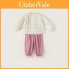 Mädchen Babykleid Set mit gestickten Blumen für Frühling Herbst Spielzeit