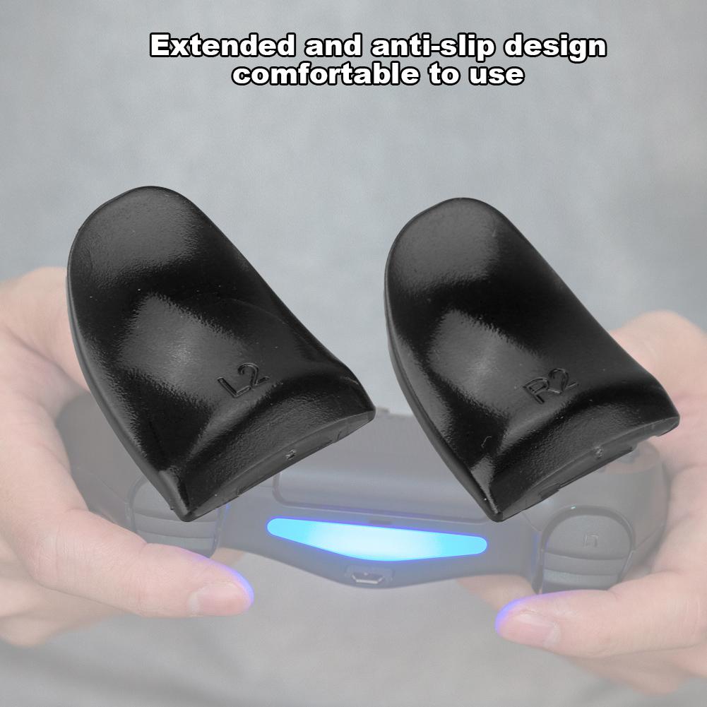 2 PCS Set Durable R2 L2 Buttons Trigger Extender Extension for PS4 Controller (Black)
