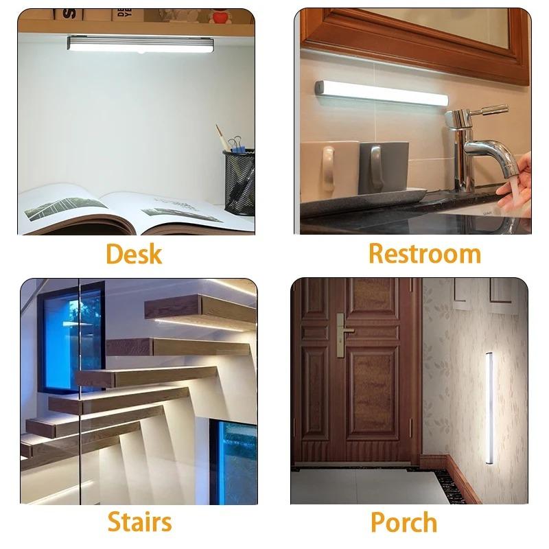 Wireless LED Night Light LED Motion Sensor Light Type C Rechargeable Light Cabinet Wardrobe Lamp Staircase Backlight for Kitchen
