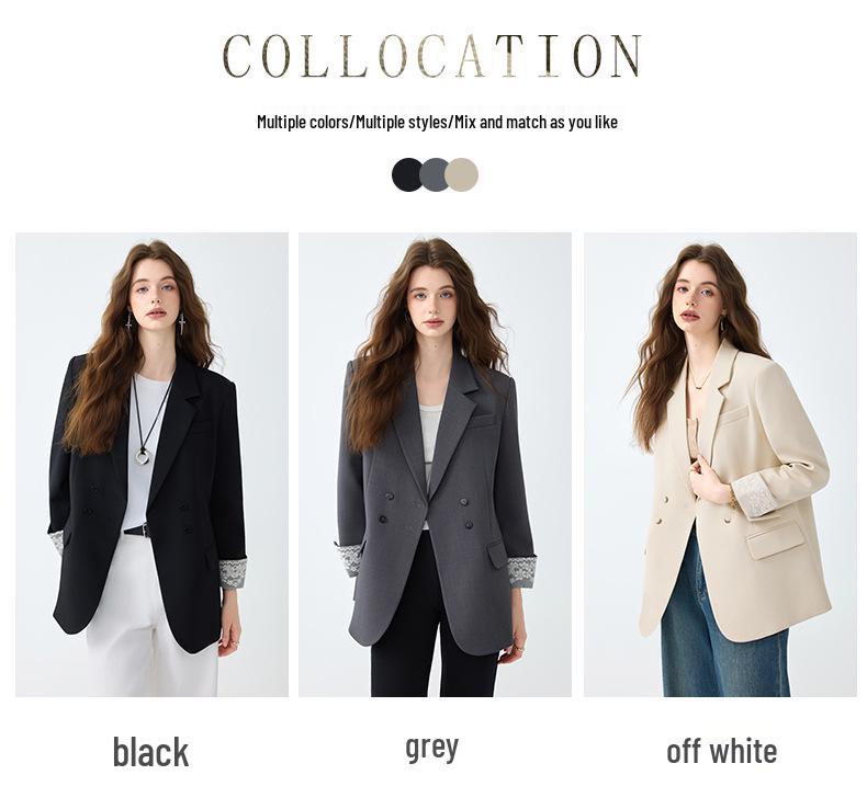 Women's Gray Suit Jacket - Autumn/Winter 2025 Casual Socialite Style with High Design Sense