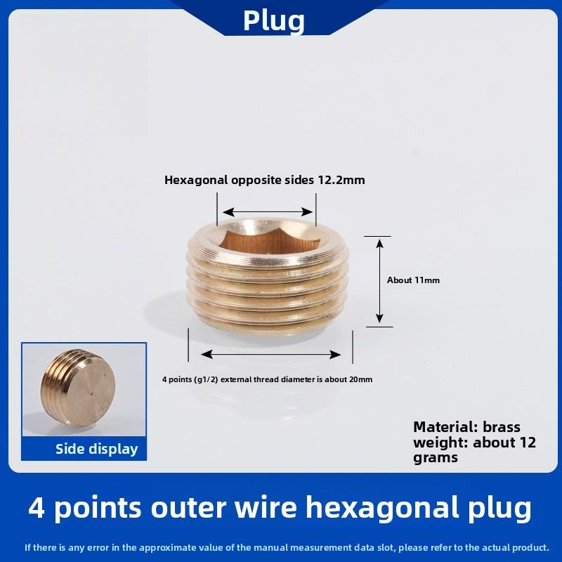 BSP 1/8"1/4"3/8"1/2"3/4'' Male&Female Threaded Brass Pipe Hex Head Brass Stopper End Cap Plug Plumbing Fitting Connector Adapter