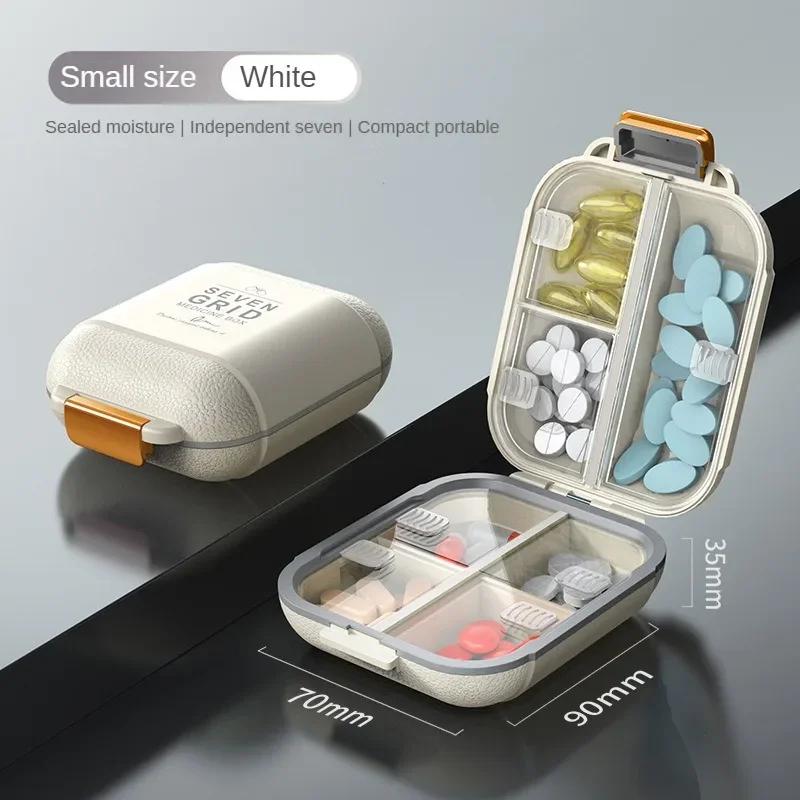 

Pocket Portable Pill Case Daily Container Small Container Medicine Travel Purse with 7 Compartments for Fish Oil Medicine