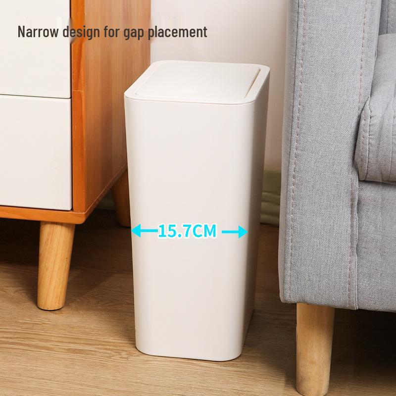 Press-Type Large Capacity Trash Can with Lid for Living Room, Kitchen, Bathroom, or Toilet - Hands-Free Operation