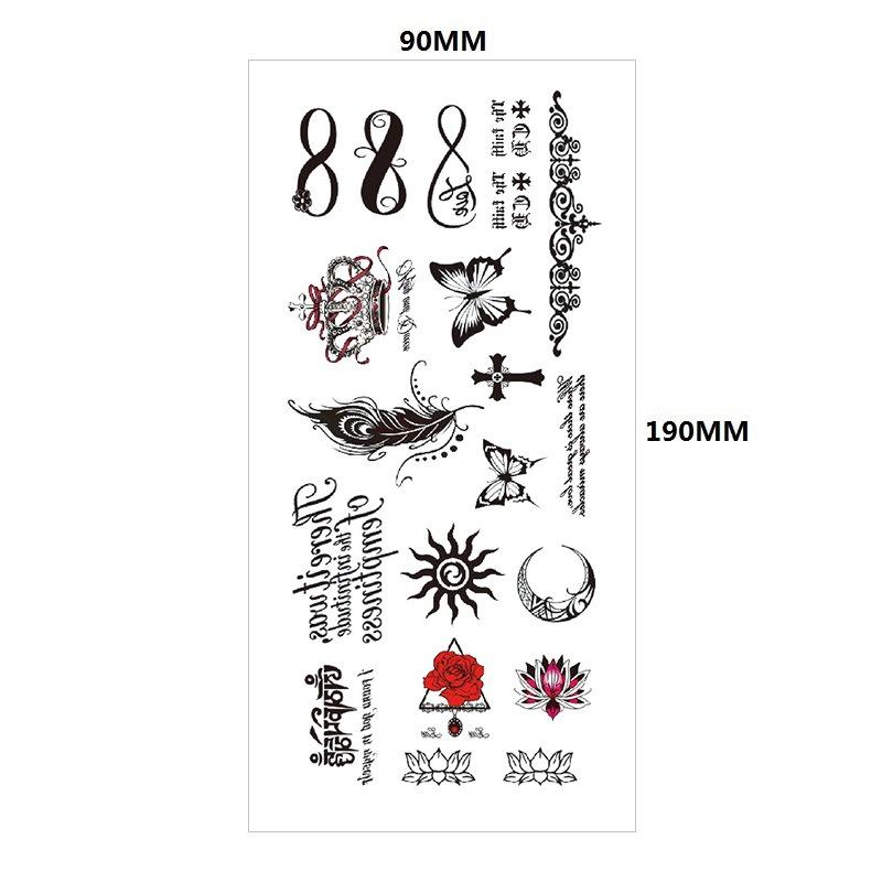 English Tattoo Sticker Feather Red Lip Totem Arm Circle Set Simulation Waterproof Tattoo Sticker