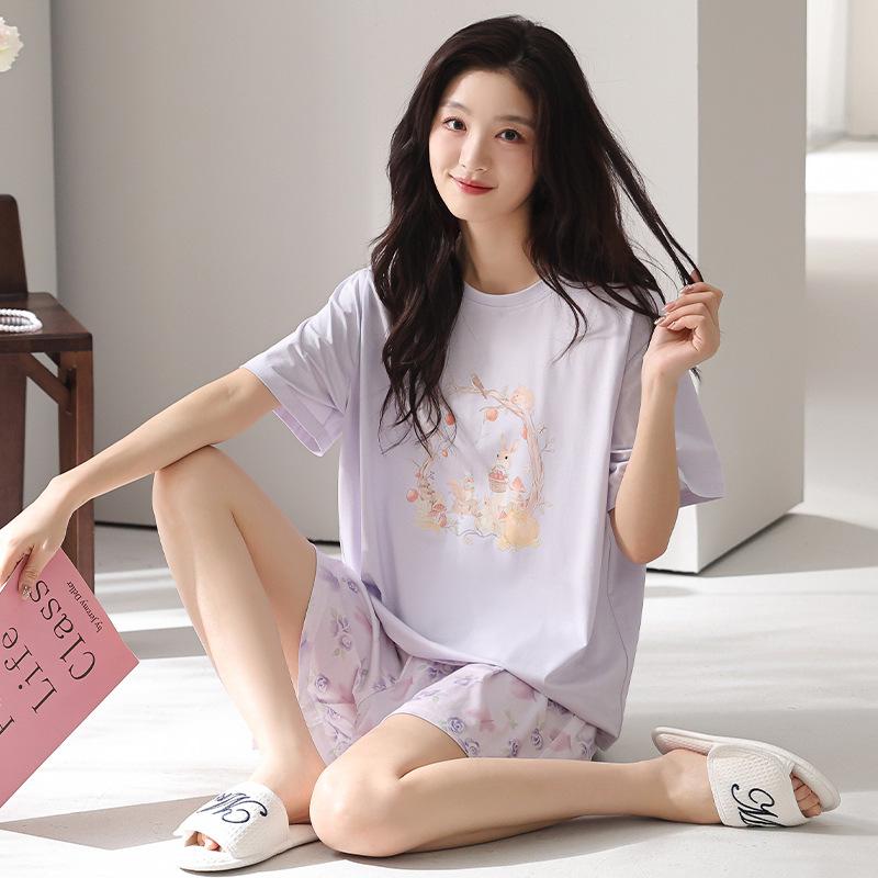 Pajamas women's spring and summer modal pullover short-sleeved shorts 1011 new Korean version fashion loungewear set
