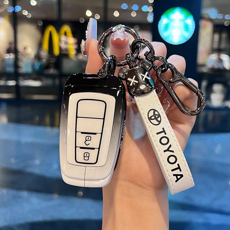 Toyota Car Key Case Cover Shell Fob for CHR Hilux Fortuner Land Cruiser 200 Camry Corolla Crown RAV4 Highland Key Chain Accessor
