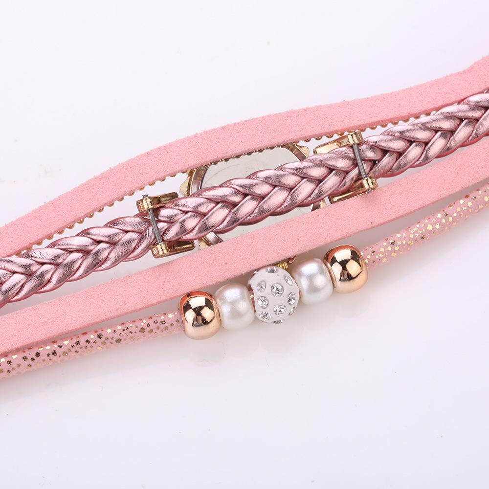 Women Fashion Quartz Wrist Vintage Weave Wrap Watch Bracelet