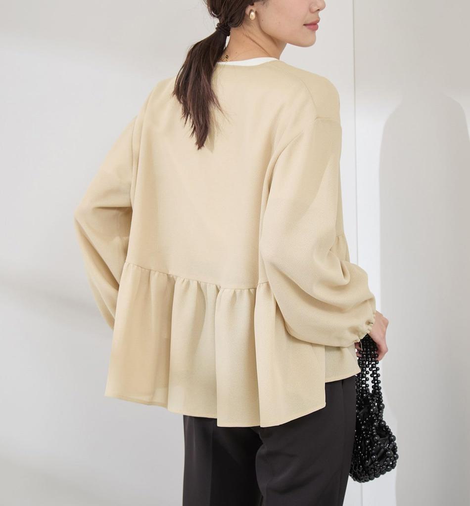 ROPE PICNIC Mesh Peplum Blouson Beige Women's GDL15010,