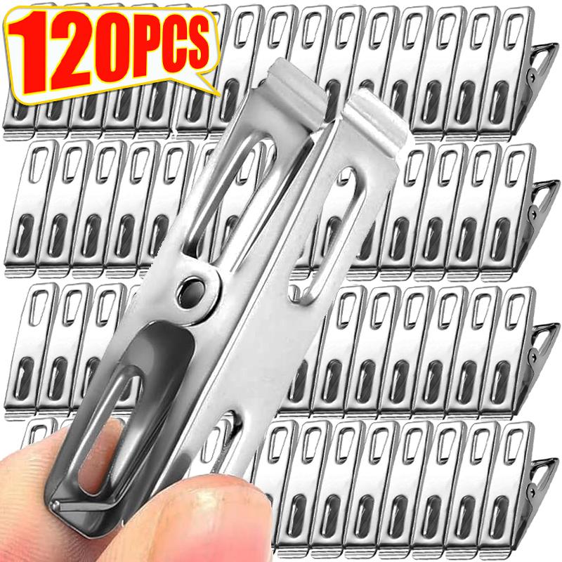 Stainless Steel Clothes Pegs Non-slip Drying Flat Clip Multipurpose Clothes Snacks Bags Sealing Storage Clamps Home Organizer