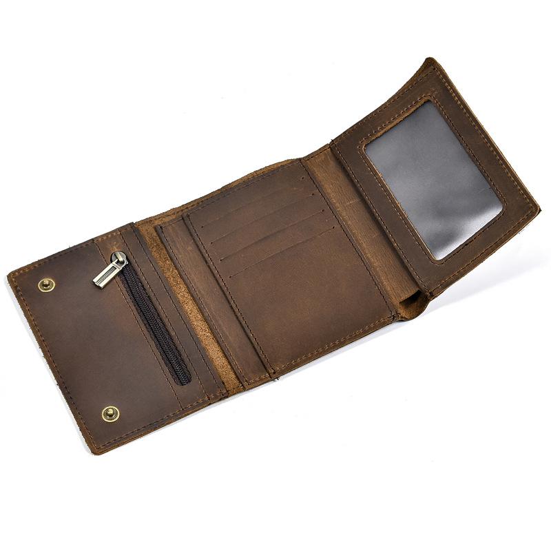 Premium Oil Wax Leather Bi-fold Wallet with Coin Pocket & Multiple Card Slots