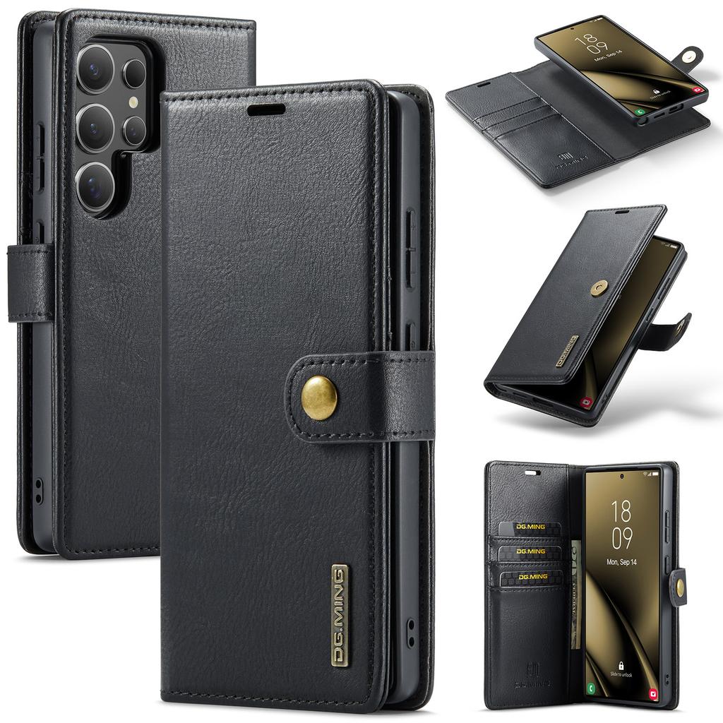 Luxurious Removable Flip Magnetic Leather Wallet Case for Samsung S25, S24, S23 Ultra, S22, S21, S20, S10 Plus