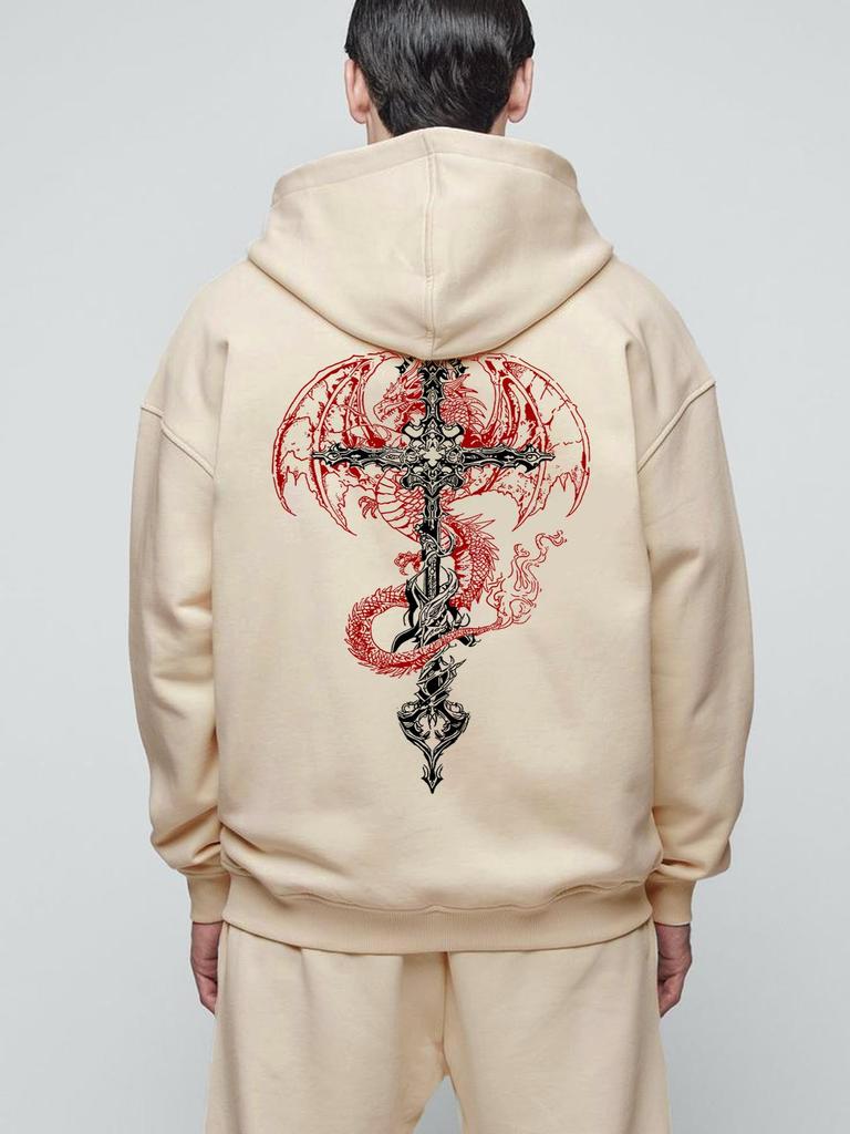 Sweat à capuche imprimé croix gothique pour homme Un sweat à capuche décontracté et confortable pour l'automne et l'hiver Un sweat à capuche tendance et de haute qualité Nouveau