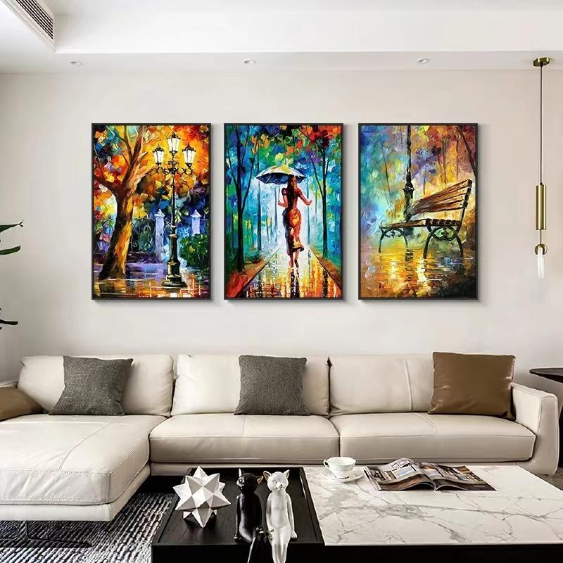 Abstract Landscape Wall Art Canvas Paintings Posters And Prints Forest Street Rainy Pictures For Living Rome Home Cuadros Decor