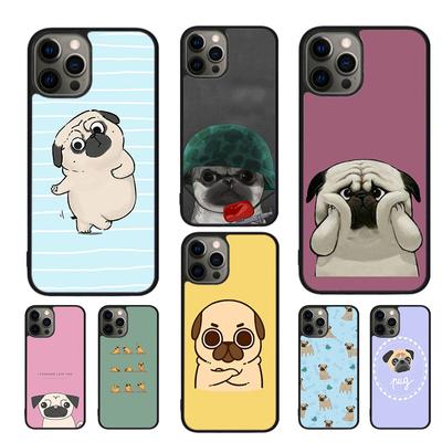 Mops Hund Lustige Cartoon Handyhülle für iPhone 11 12 13 14 Pro Max mini XR XS SE 2020 6 7 8 Plus Samsung S21 S22 Coque Fundas