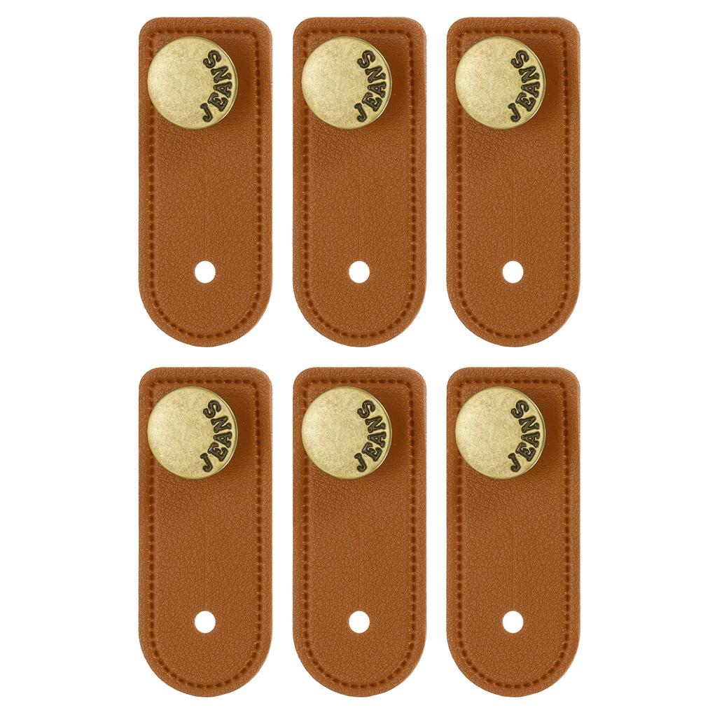 6Pcs Button Extenders for Pants Adjustable Pants Button Expanders Faux Leather Waist Extenders for Women Men Trousers 2.4x1"