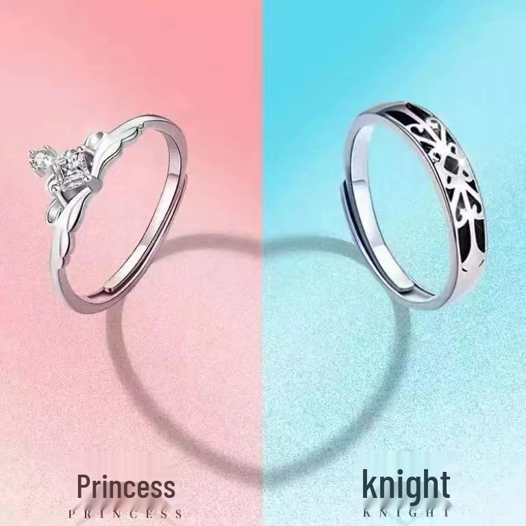 Knight & Princess Cold Style Open Rings - Unique Couple Rings for Qixi Festival