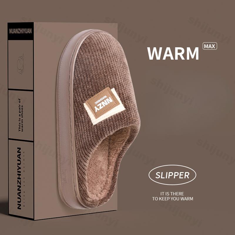 Fashion Large Size 50-51 House Slippers for Man EVA Lightweight Winter Plush Indoor Male Shoes 2025 New Non Slip Warm Platform Slippers