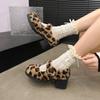 Fashion Winter Fashion Women's Boots 2024 New Sexy Shallow High Heels Women's Shoes Comfortable Thick Heels Leopard Print Pattern Shoes