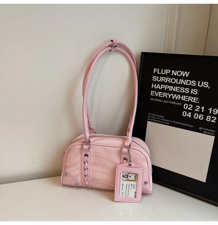 

Сумка женская оригинального дизайна, сумка-бостон, женская, 2025, новая, трендовая, модная, легкая роскошь, на плечо, подмышку, маленькая квадратная сумка розовый