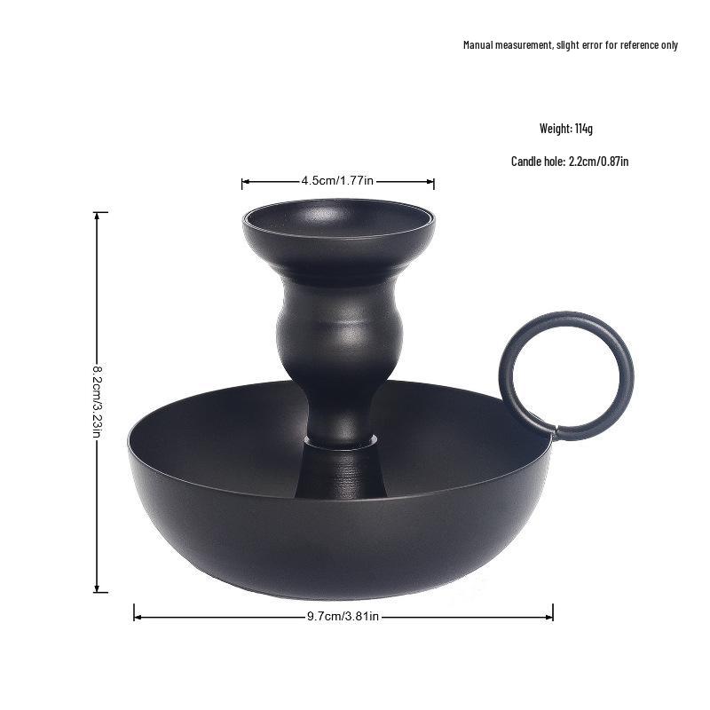 Nordic Black Iron Candle Tray – Small Candlestick Ornaments for Home, Model Room, or Living Room Decor