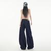 Denim black loose scimitar pants women's new low-rise lazy relaxation feeling casual mopping wide-leg jeans