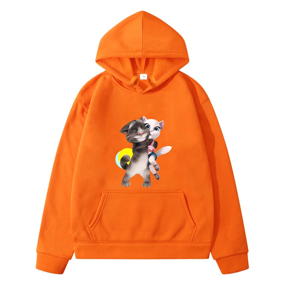 Anime Hoodie Talking Tom Cat Print Fleece Sweatshirt Boy Jacket Y2k Sudadera Kawaii Hoodies Christma Pullover Kids Clothes Girls