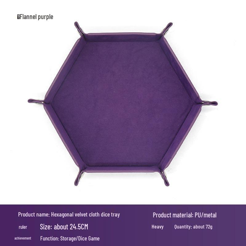 Hexagonal Velvet Foldable Dice Storage Tray