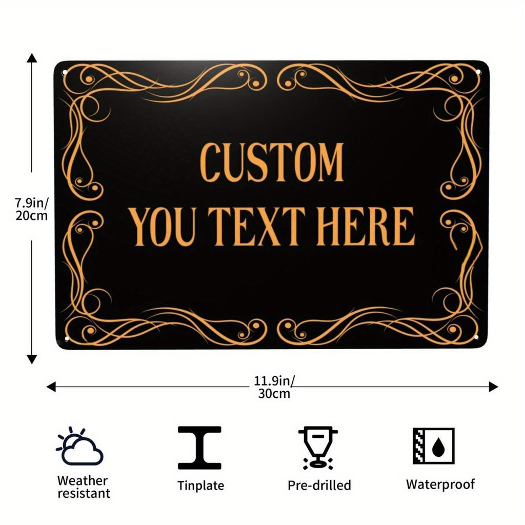 Custom Personalized Outdoor Metal Sign - 8x12 Inch Black Lace Design (Custom Name/Text) | Traffic Warning Road Safety Caution Si