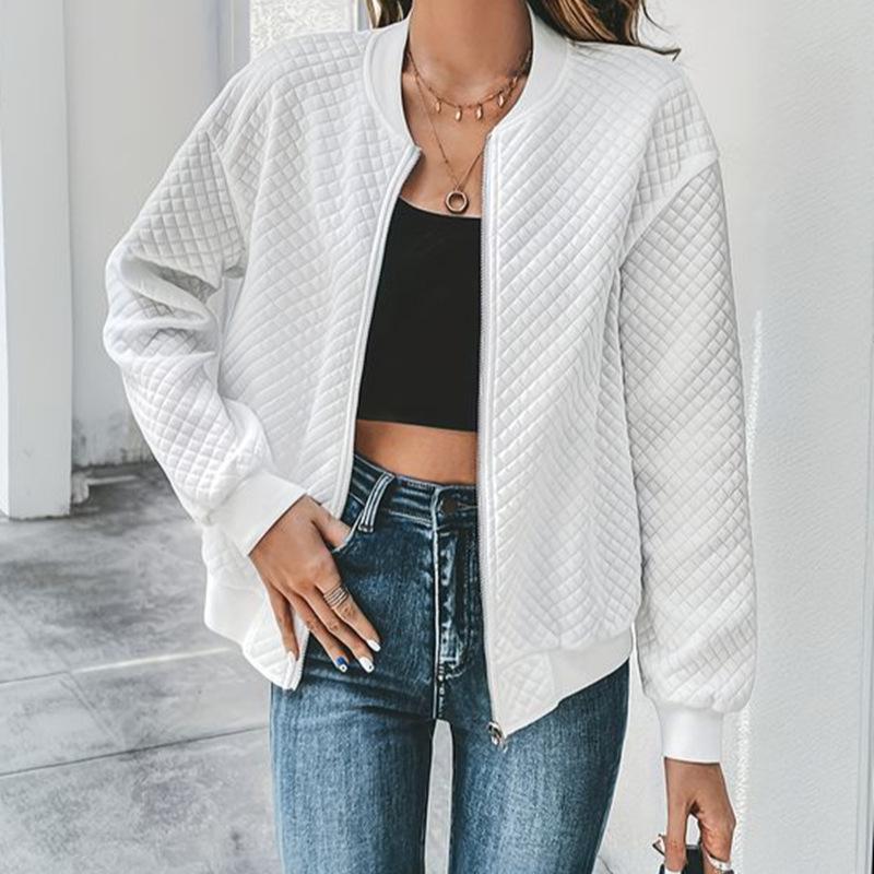 Women Solid Zip Up Cropped Jacket Long Sleeve Stand Collar Cardigan Coat Streetwear Casual Outerwear Fall 2024 Amazon Wish Fashion Top