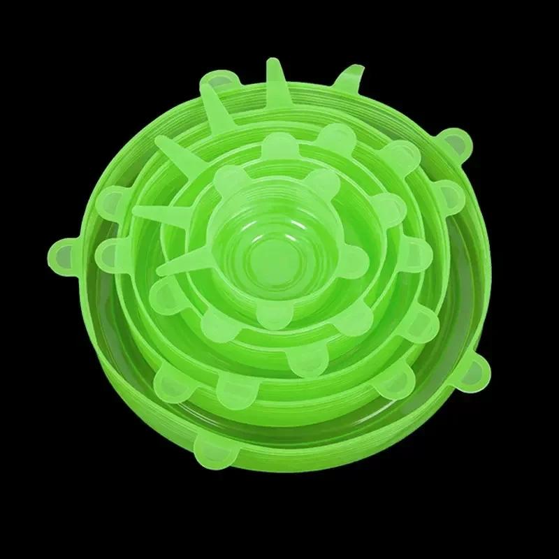 Container For Kitchen Storage Organization Adaptive Food Cover Dishes Adjustable Elastic Silicone Caps Refrigerator Plastic Home