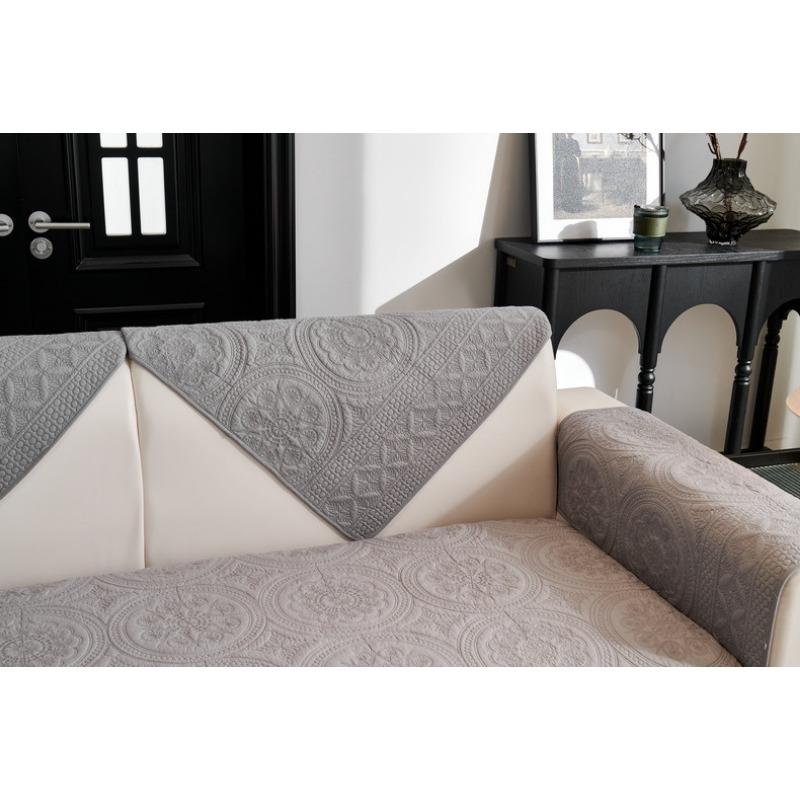 Sofa Cushion Pure Cotton Modern Simple Embroidered Non-slip Sofa Cover French High-end Sofa Cover Cloth Four Seasons