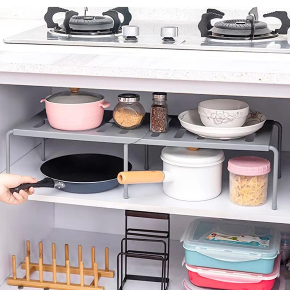 Condiment Storage Adjustable Kitchen Storage Rack Kitchenware Spice Rack Storage Shelf