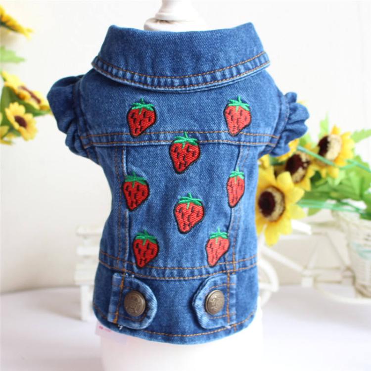 Pet Cake Ruffle Dress Cute Lightweight Dog Vest Bichon Teddy Small Dog Clothes Solid Dog Denim Jacket Pet Jean Coat