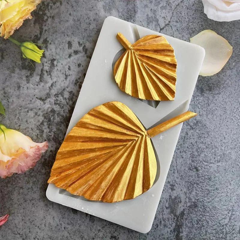 3D Mini Cattail Palm Fan Leaf Silicone Mold DIY Fondant Chocolate Cake Decoration Resin Mold Leaf Shape Kitchen Baking Tools
