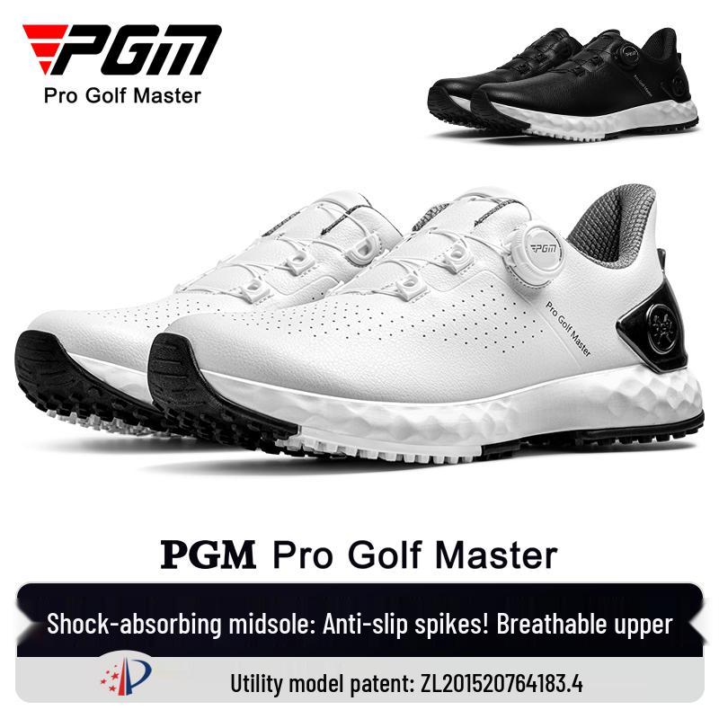 PGM Men's Golf Sneakers - Comfortable Shock Absorption with Knob Laces, Breathable, Anti-Slip, Height Increasing.