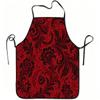 1pc Red Black Baroque Floral Print Apron, Durable and Easy To Clean, Adjustable Waistband, Polyester Material, for Kitchen Cooking, Gardening, Orchard