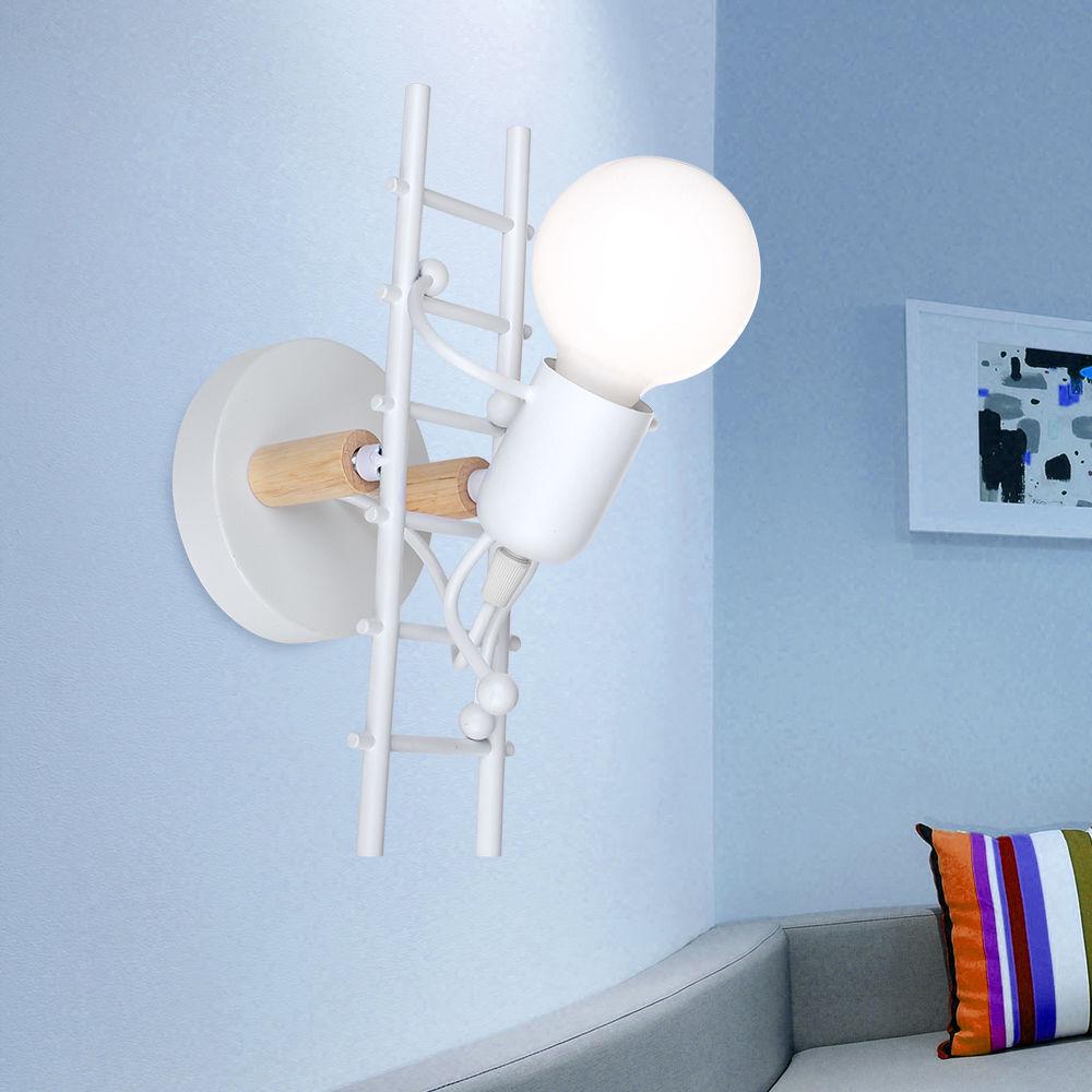 Nordic Retro Industrial Little Man LED Wall Lamp for Children's Study or Corridor