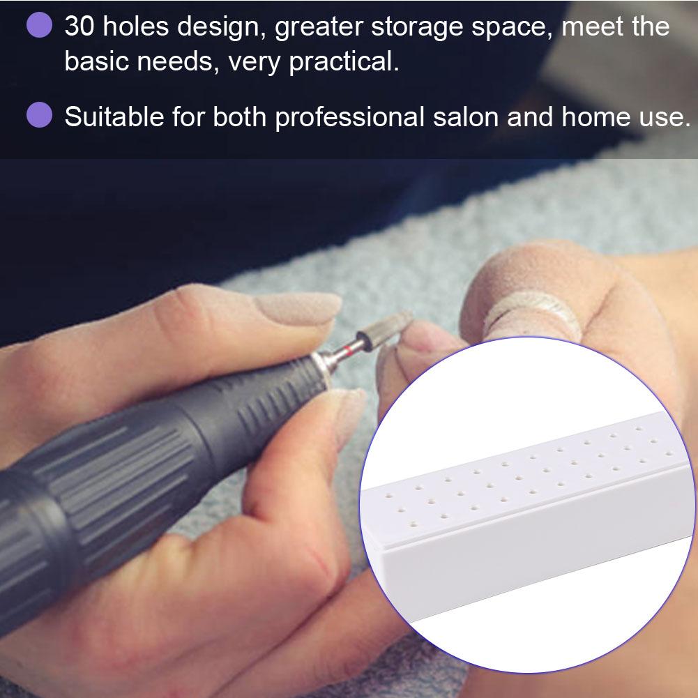 30 Holes Manicure Drill Bits Holder Container Display Case Nail Grinding Head Storage Box